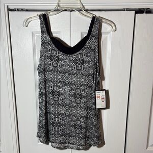 Ultra Flirt Black Bralette and Pattern Tank 2 Piece Size Large NWT